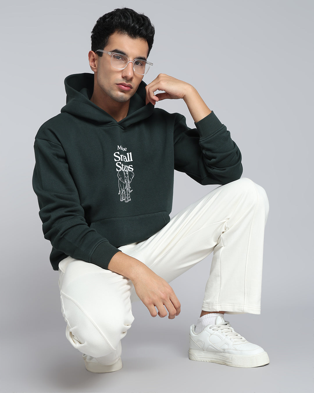 Purpose in Progress - Deep Green Graphic Oversized Hoodie