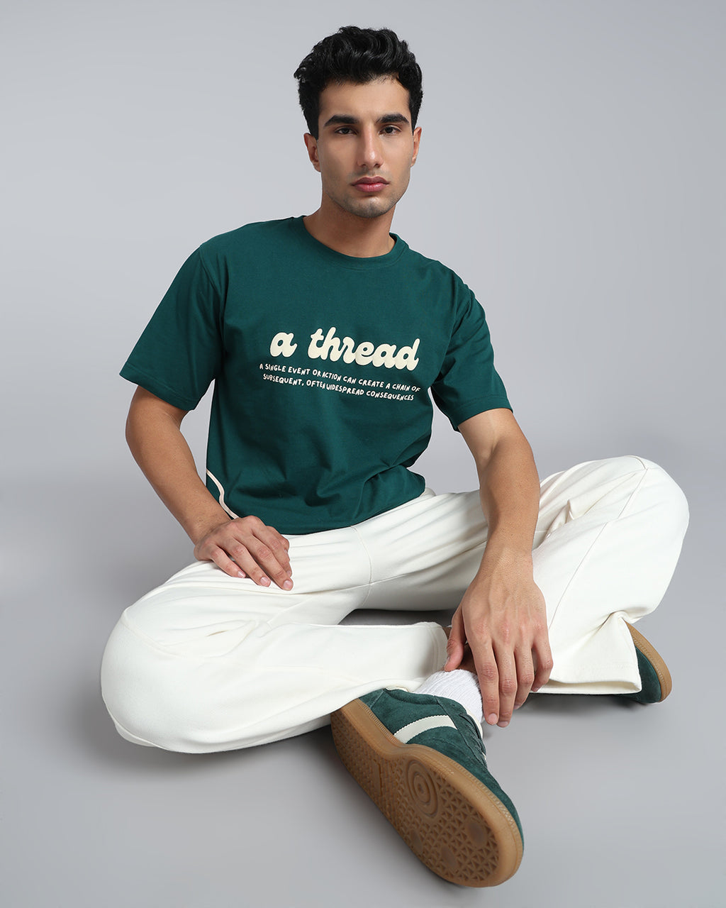 A Thread - Forest Green Oversized Graphic T-shirt