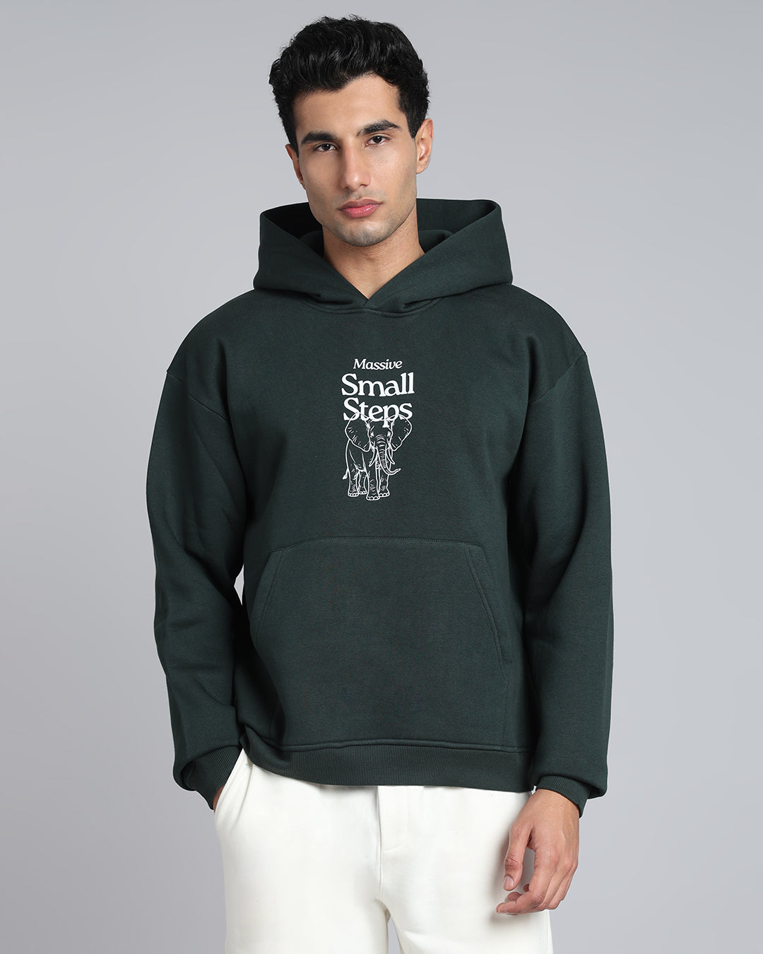 Purpose in Progress - Deep Green Graphic Oversized Hoodie