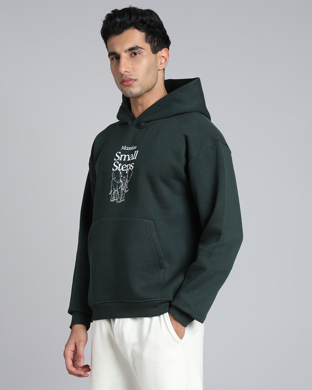 Purpose in Progress - Deep Green Graphic Oversized Hoodie