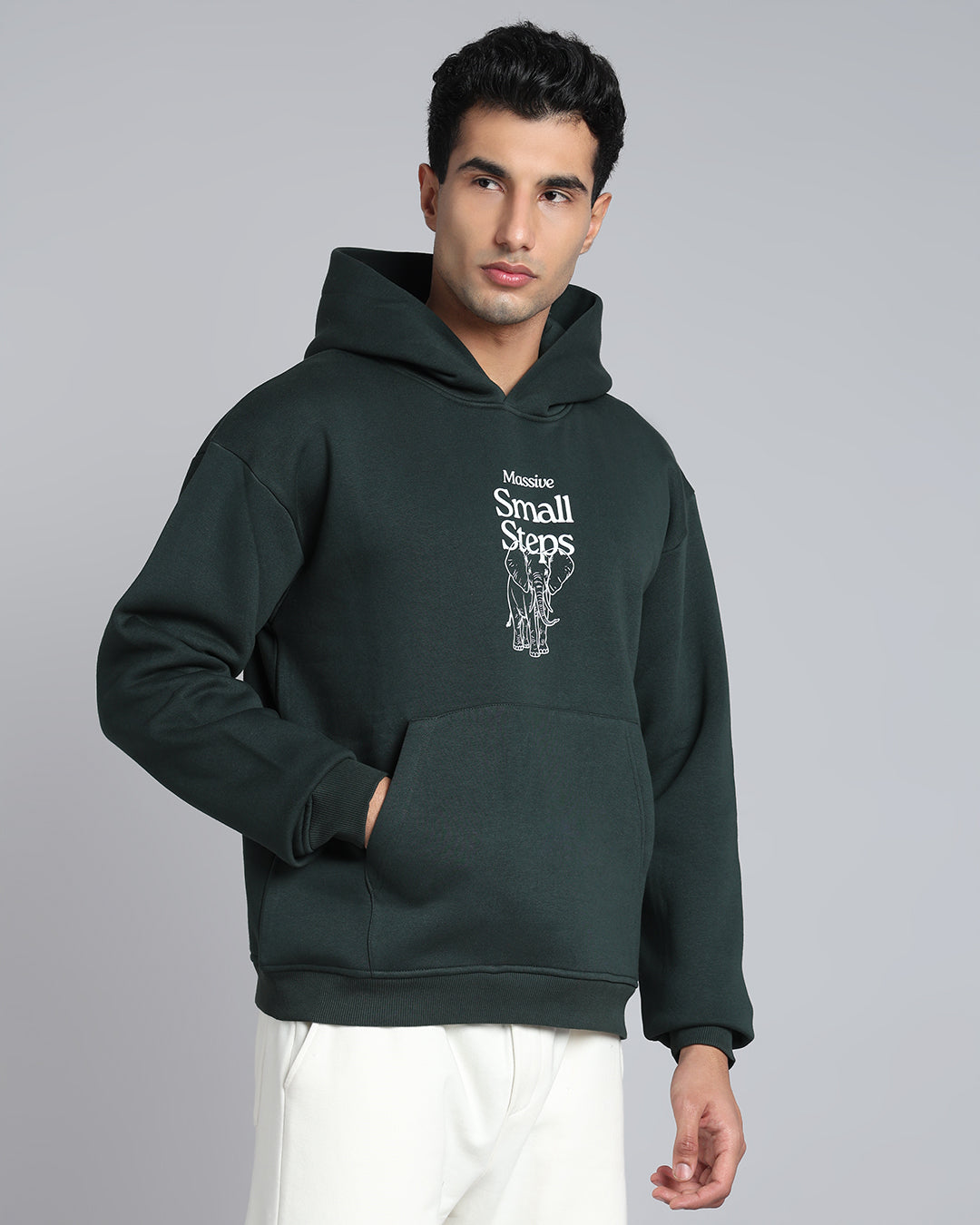 Purpose in Progress - Deep Green Graphic Oversized Hoodie