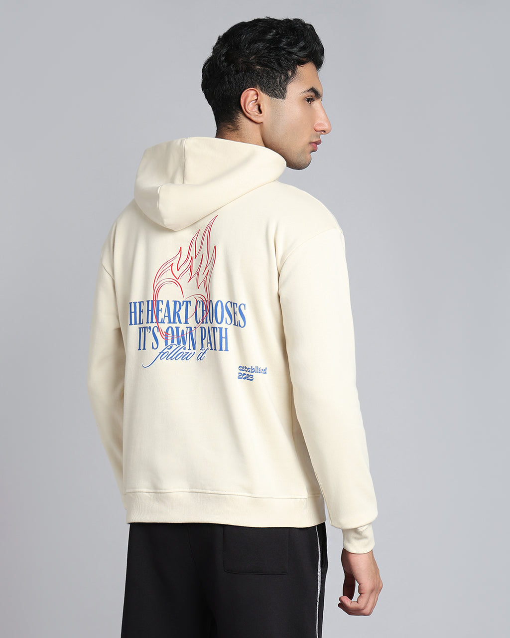 Follow Through - Beige Embroidered Street Hoodie
