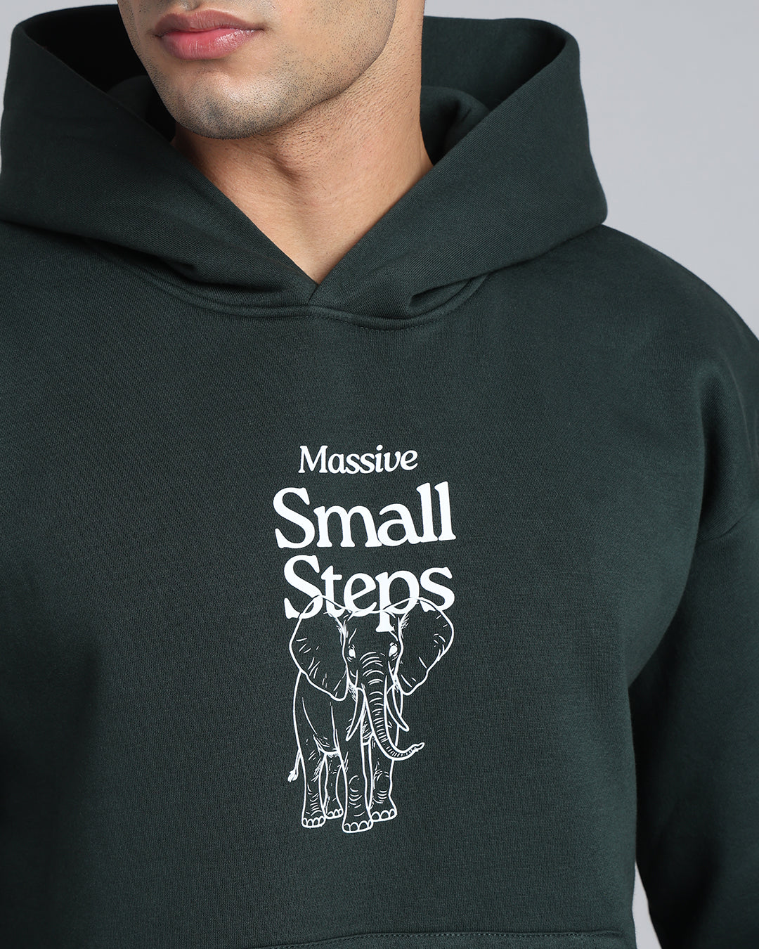 Purpose in Progress - Deep Green Graphic Oversized Hoodie