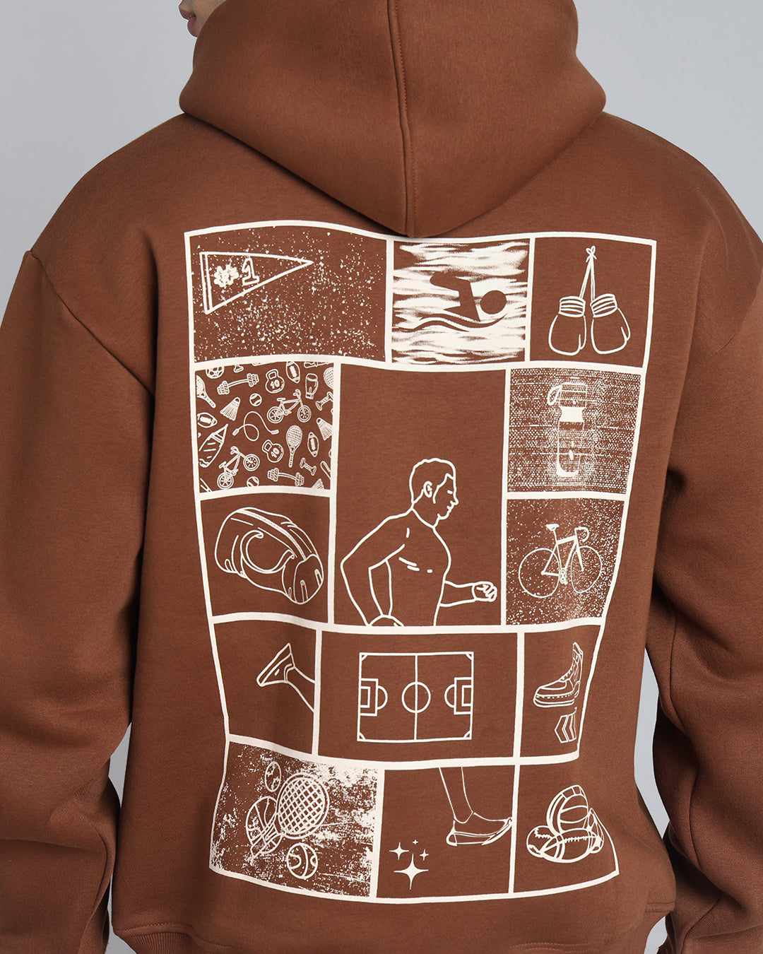 In motion - Illustrated Sports Graphic Oversized Hoodie