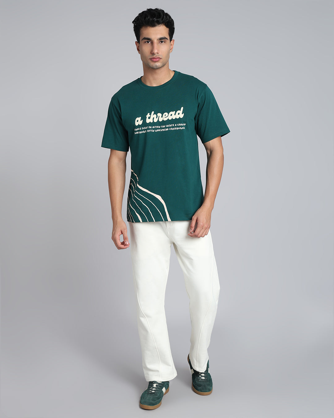 A Thread - Forest Green Oversized Graphic T-shirt