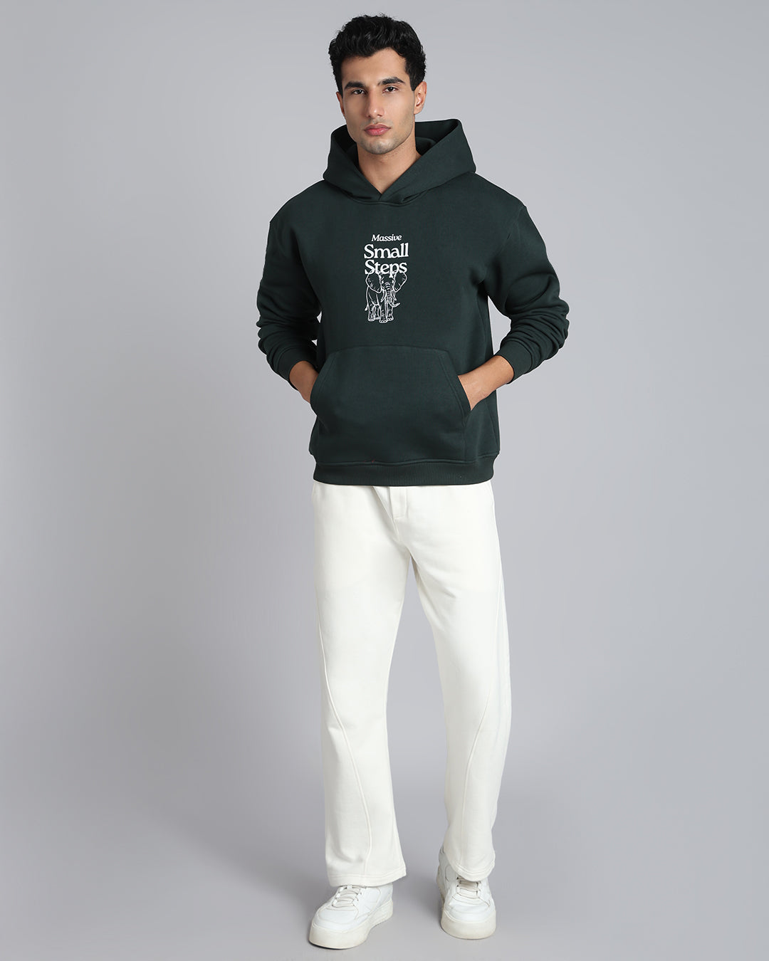 Purpose in Progress - Deep Green Graphic Oversized Hoodie