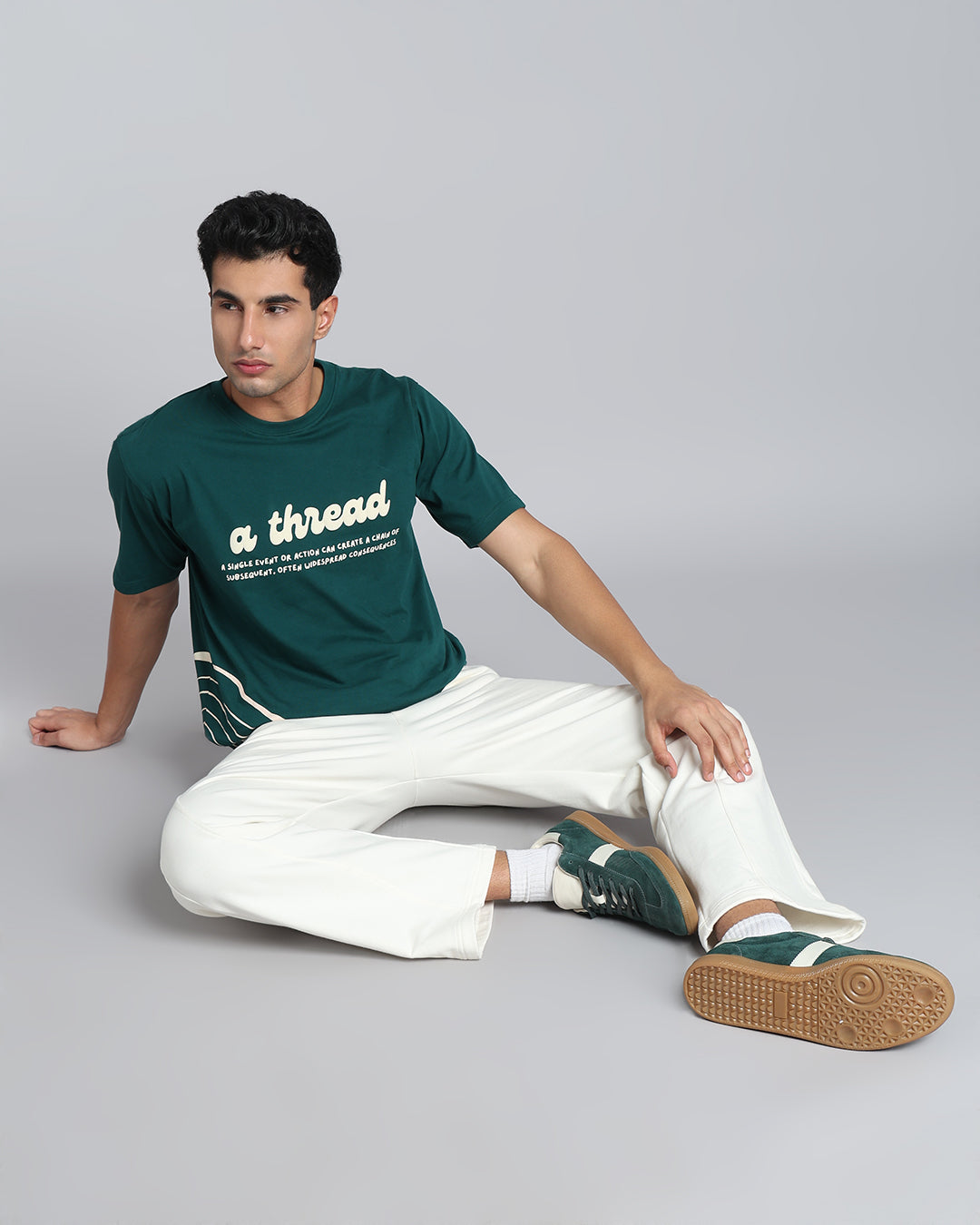 A Thread - Forest Green Oversized Graphic T-shirt